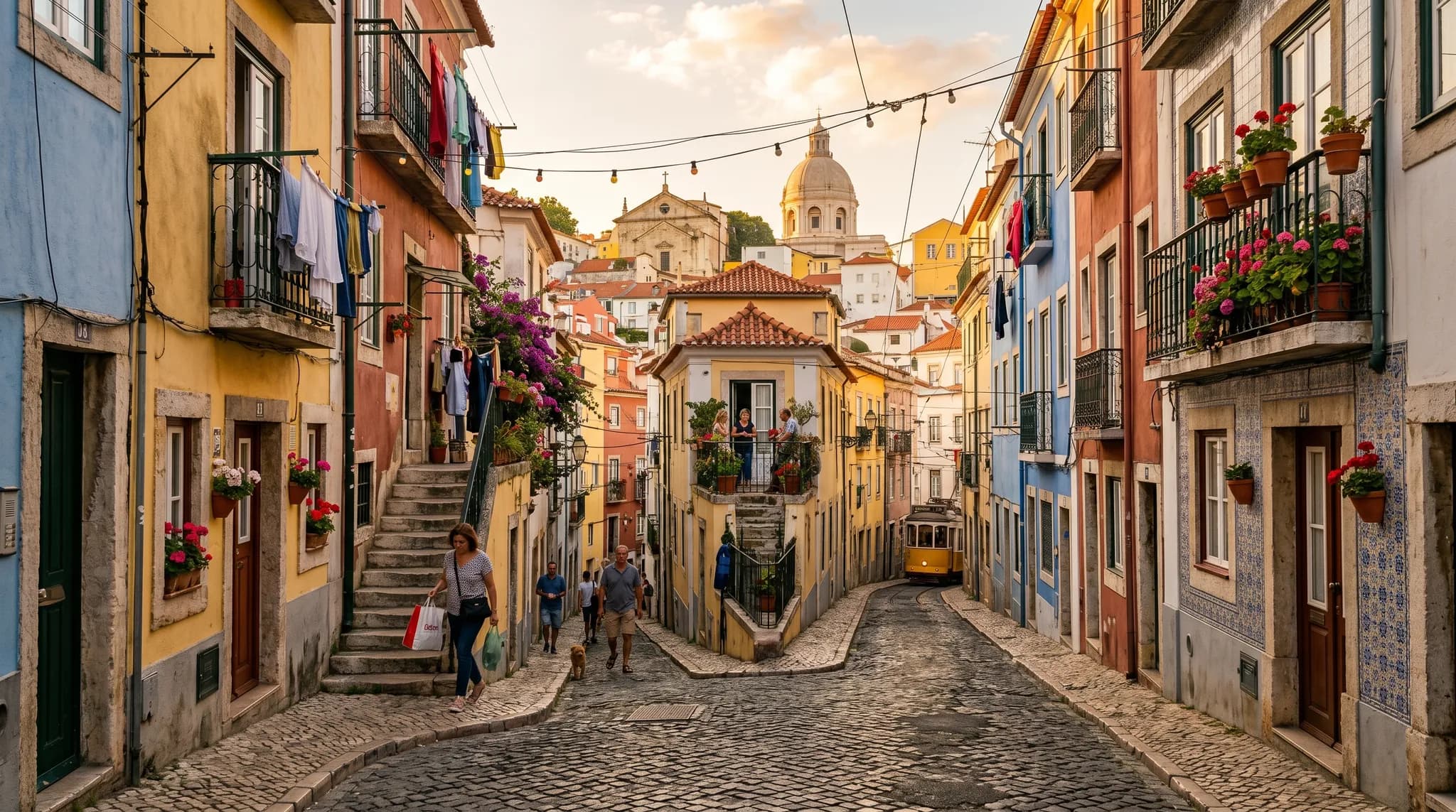 Alfama narrow streets and traditional houses