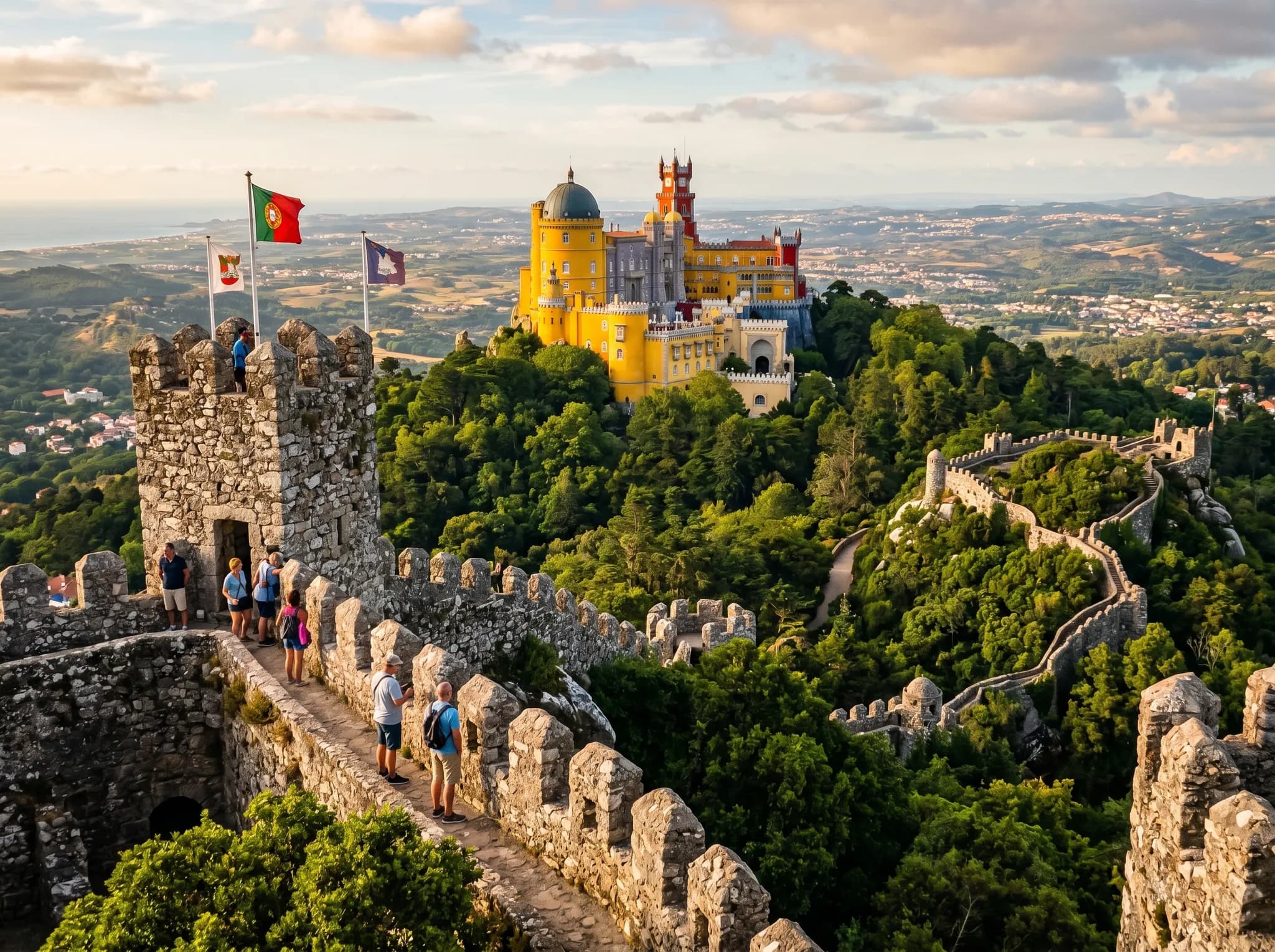 View of Pena Palace from Moorish Castle battlements