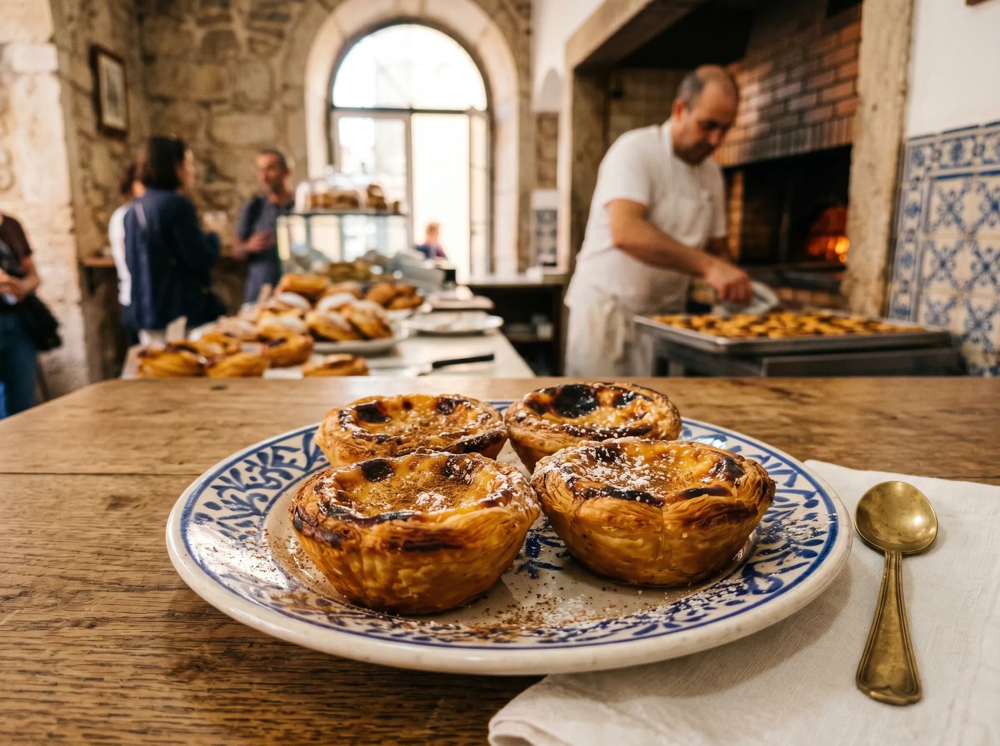 Fresh pastel de nata Portuguese custard tarts