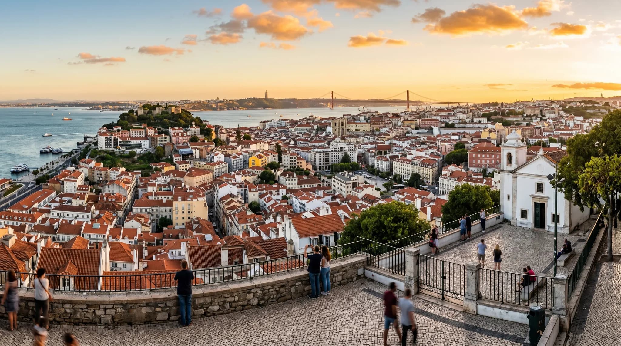 Panoramic view of Lisbon from Miradouro da Senhora do Monte