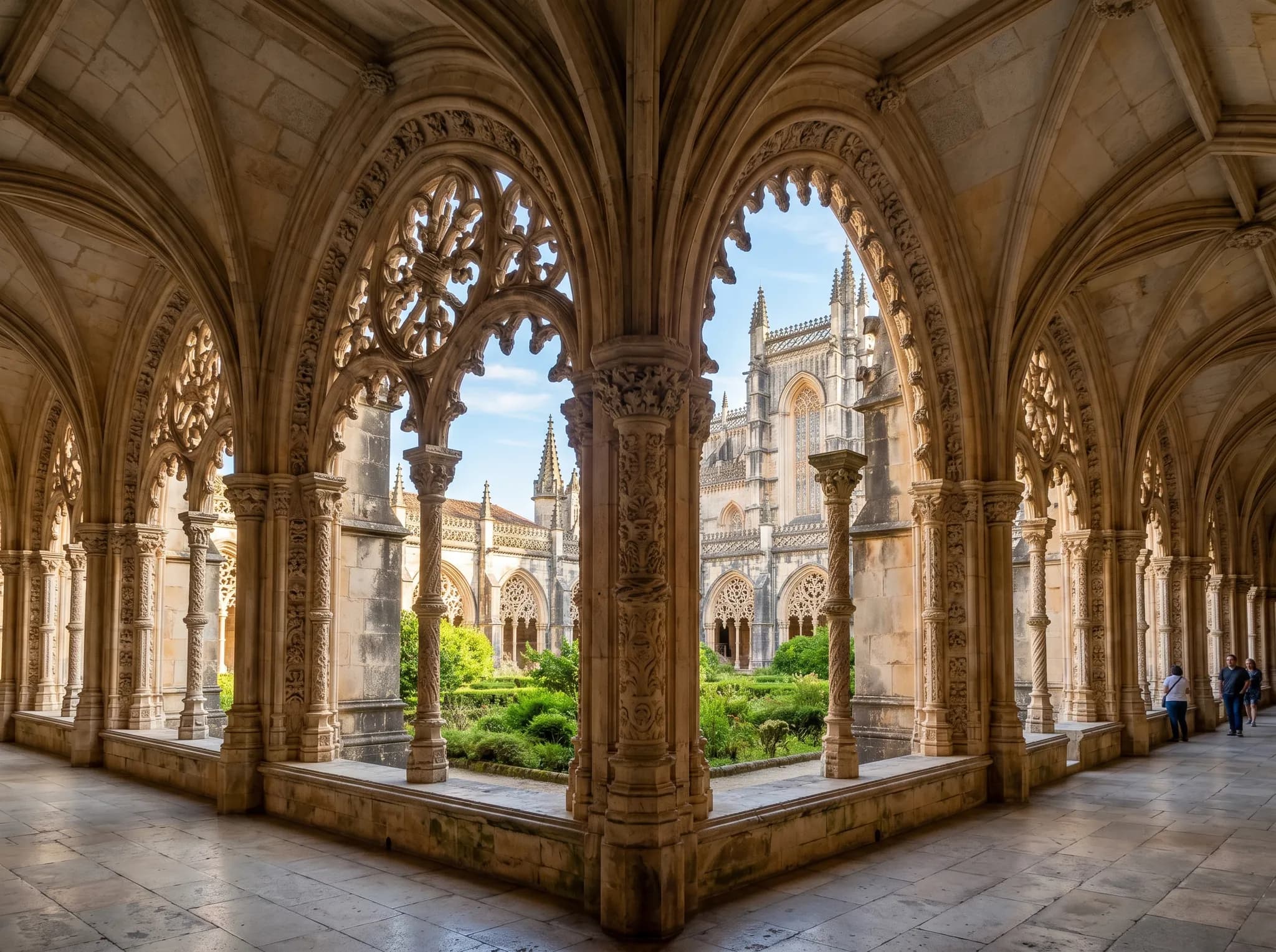 Royal Cloister with delicate Manueline tracery arches