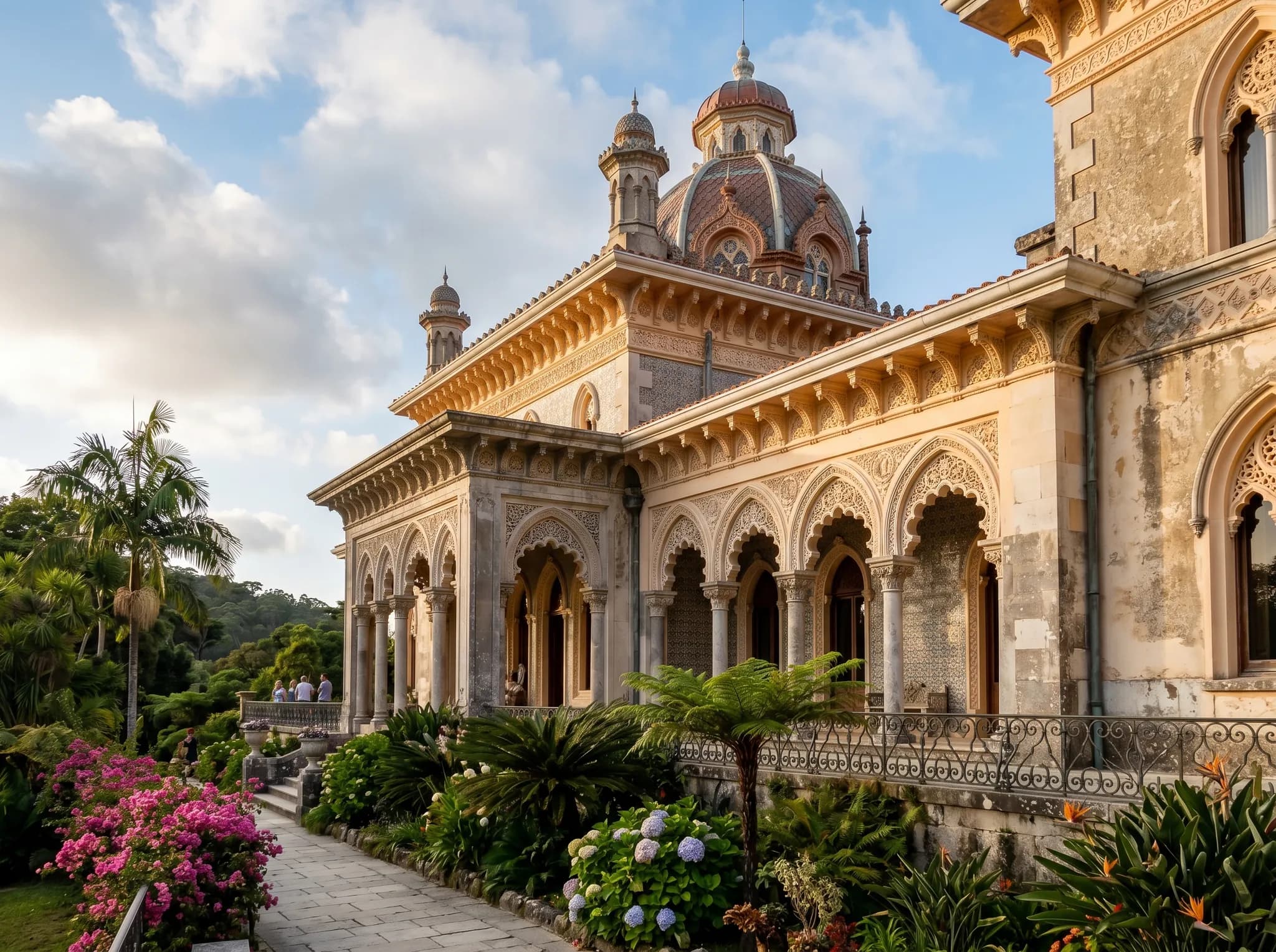 Palace exterior showing Moorish arches and Indian-style domes