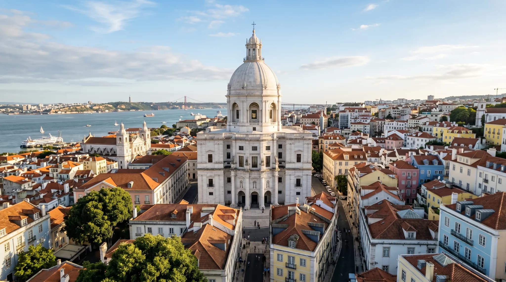 National Pantheon white dome and Baroque facade