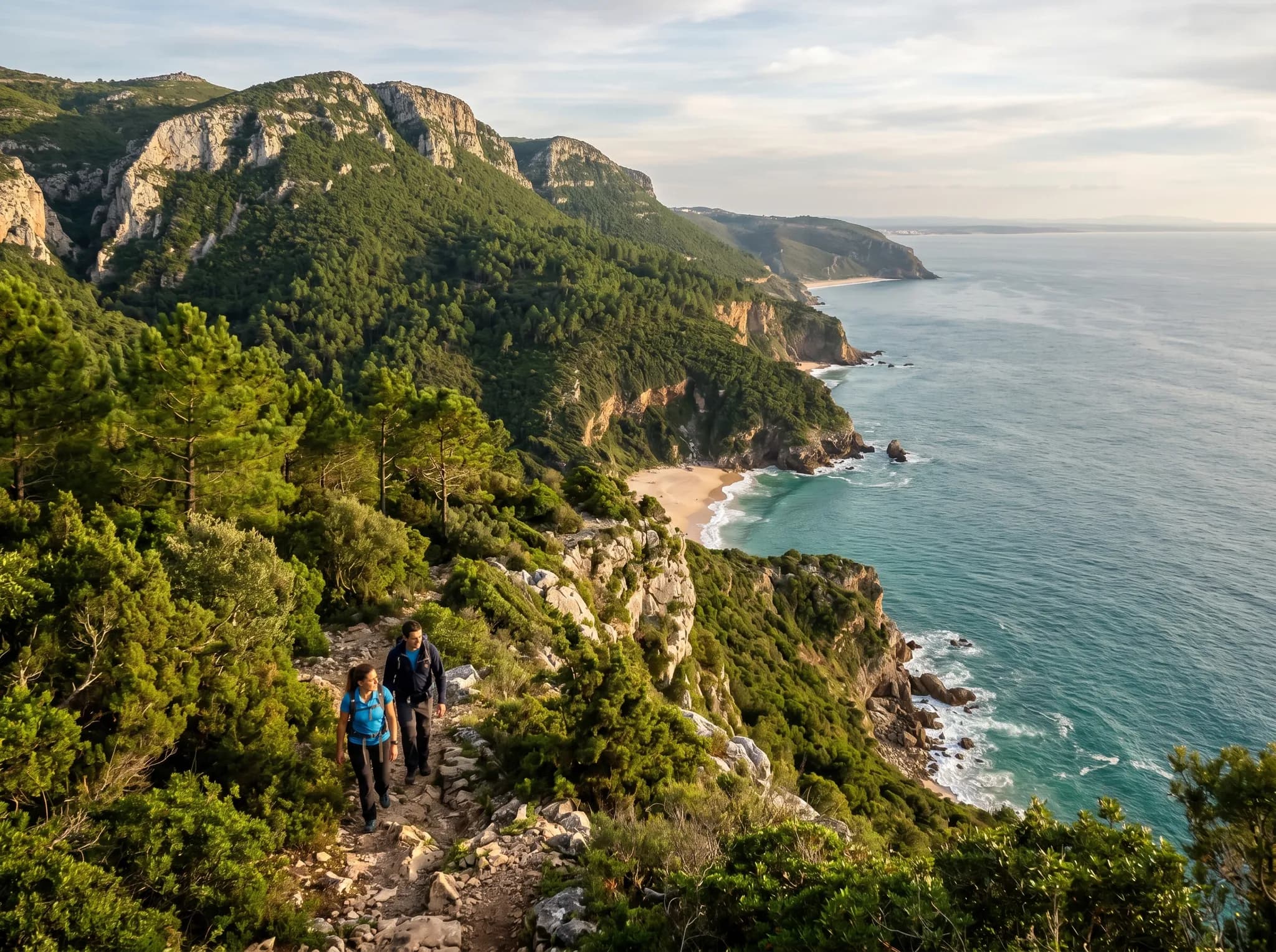Dramatic cliffs and forests of Serra da Arrábida overlooking the sea