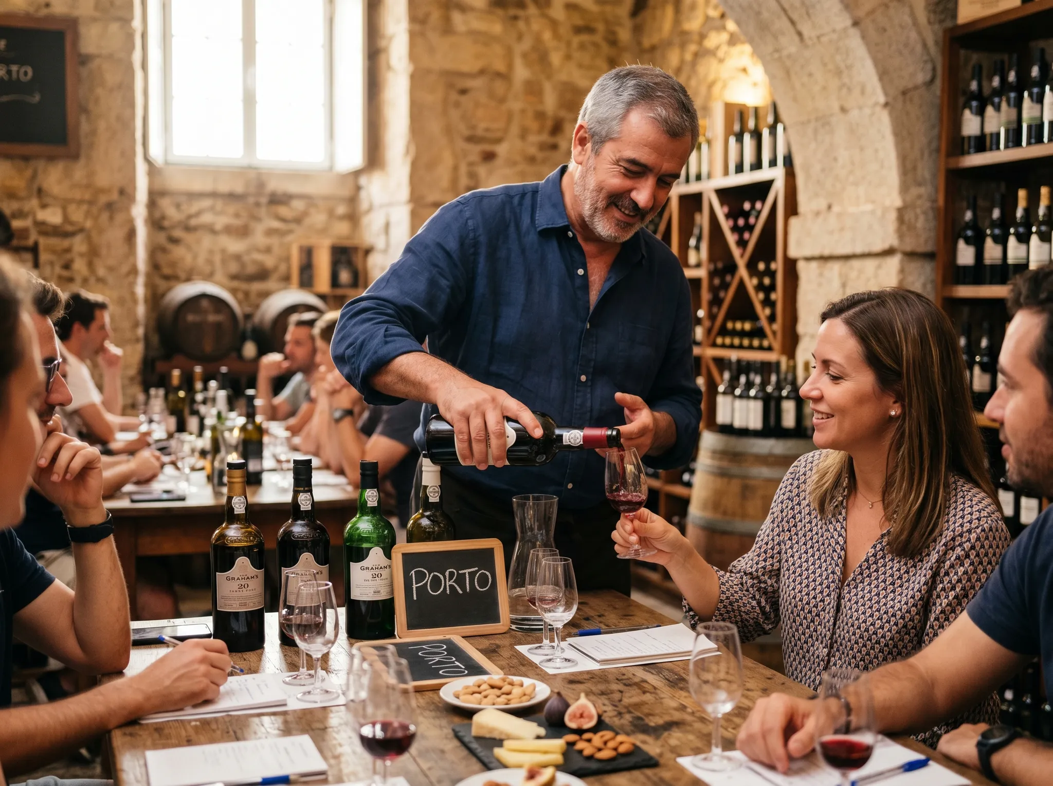 Sommelier pouring port wine