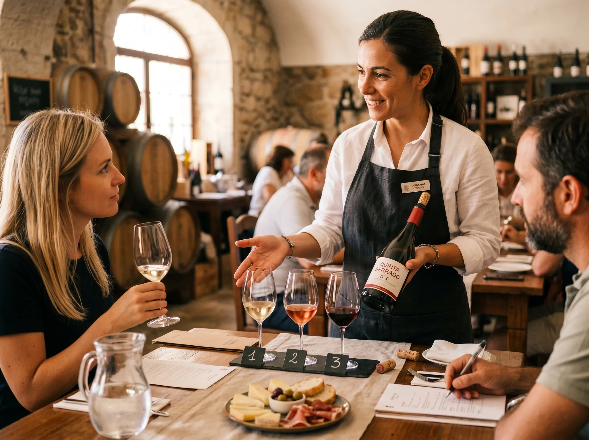 Sommelier presenting Portuguese wines