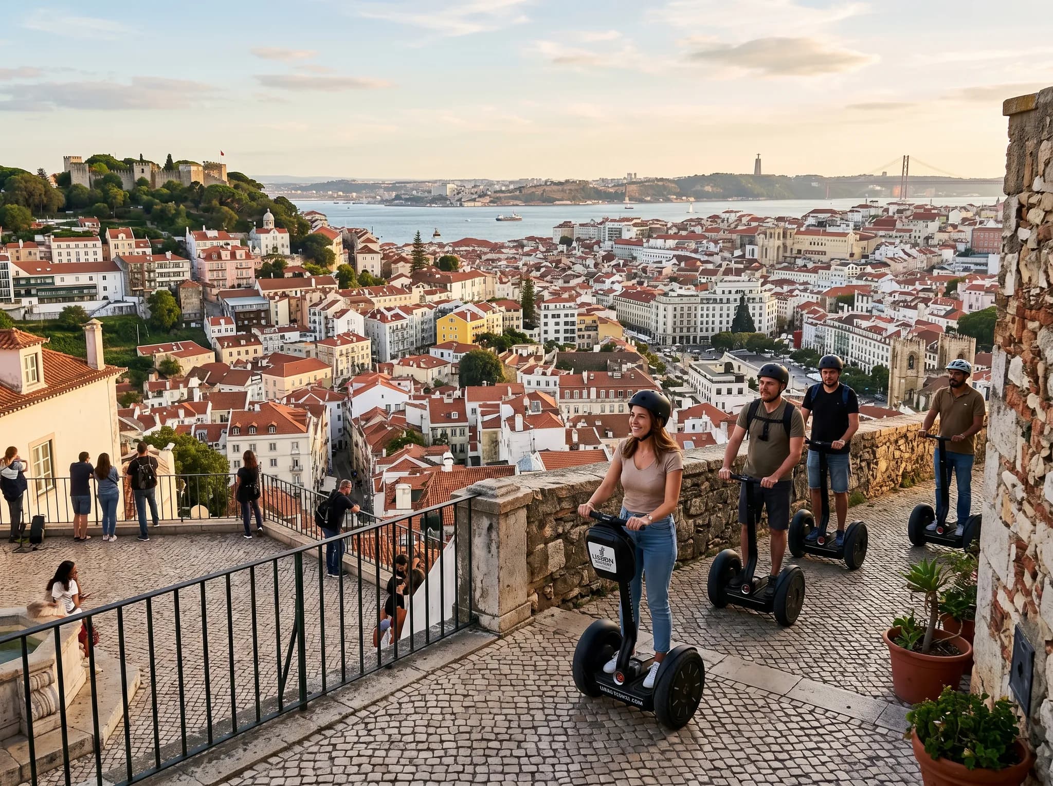 Panoramic view from Miradouro da Graça with Segways
