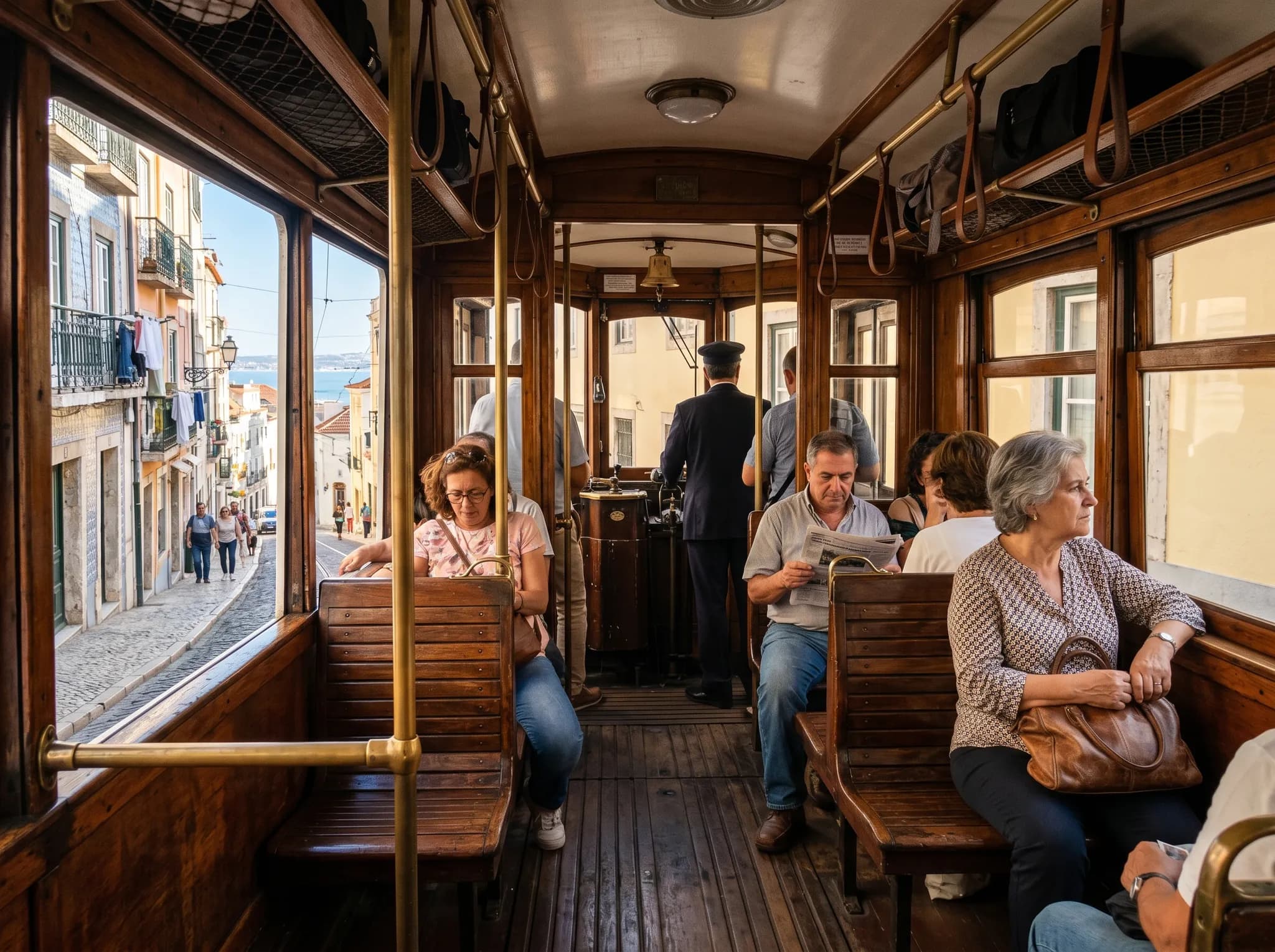 Inside vintage Tram 28