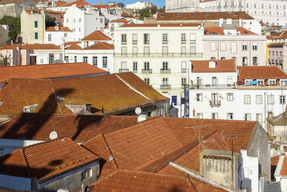 A narrow cobbled lane in Alfama, Lisbon