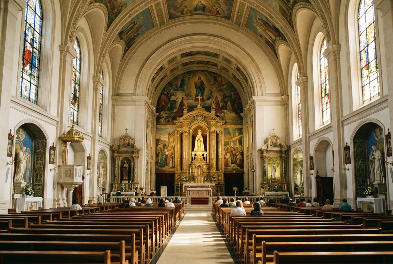 Candlelight procession at Fátima sanctuary at night